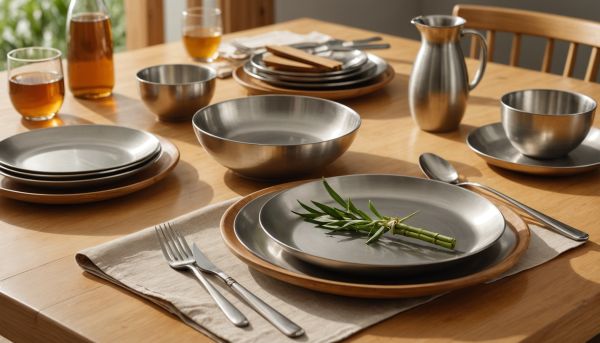Accessoires en bambou et vaisselle réutilisable en inox